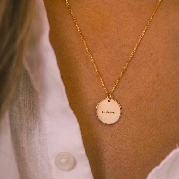 "I Am" Self-Love Mantra Minimalist Bohemian Pendant Charm Silver/Gold Necklace - Picture 1 of 15